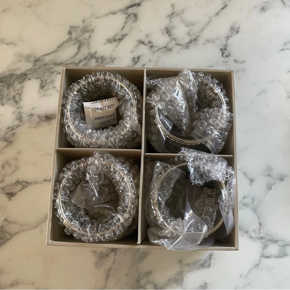 Set of 4 Small crystal & silver Candle Holders